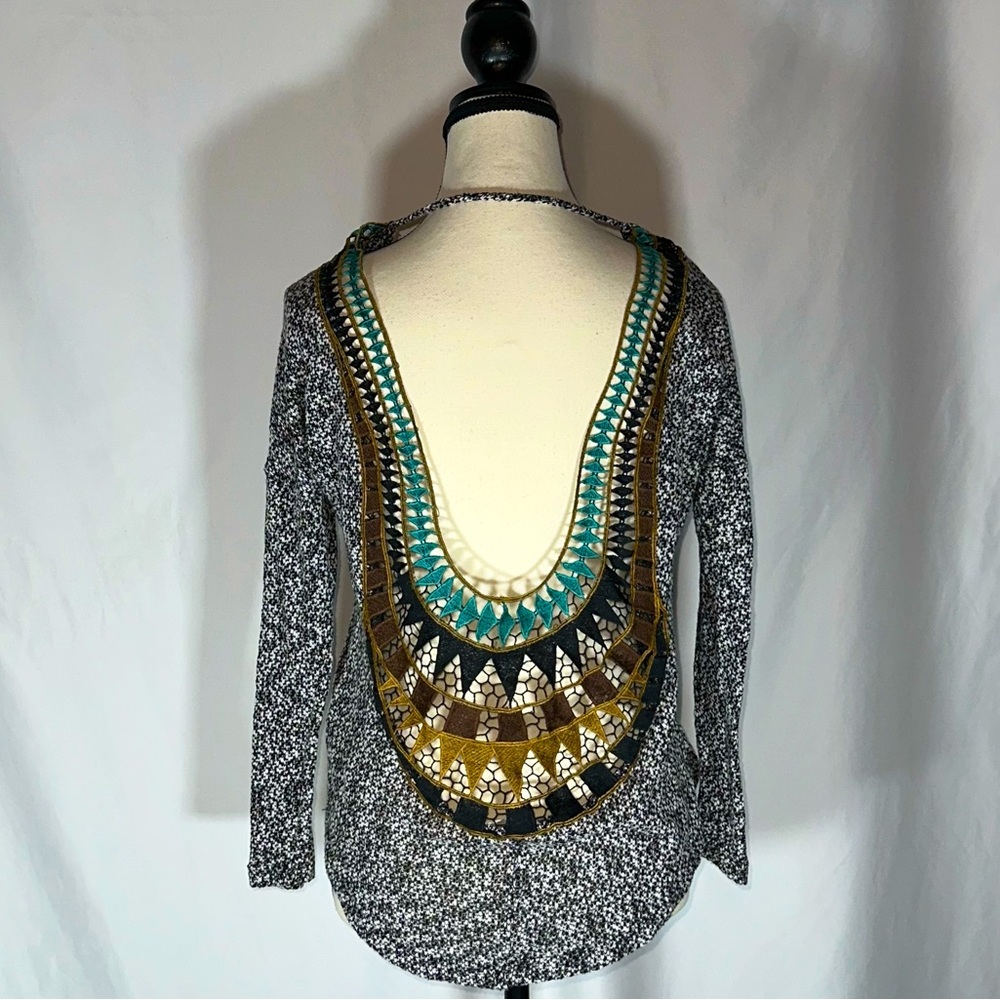 Vintage Havana Sweater Crochet Intricate Back Bohemian Coastal Cowgirl Western S